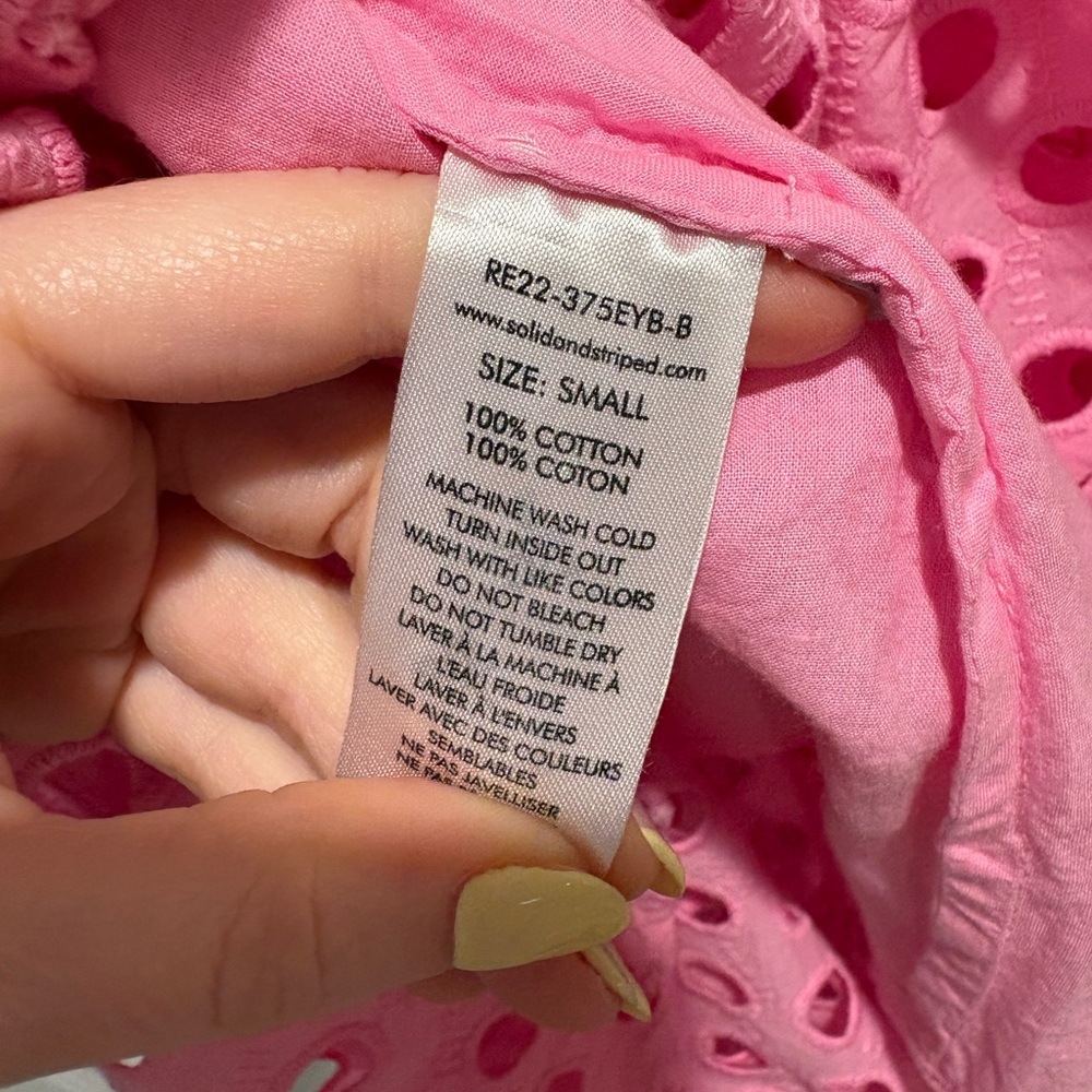 SOLID & STRIPED Pink Eyelet Dress Size S Summer Cottagecore - Picture 3 of 9